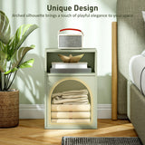 HOMCOM Bedside Table with 2 Open Compartments - Light Green