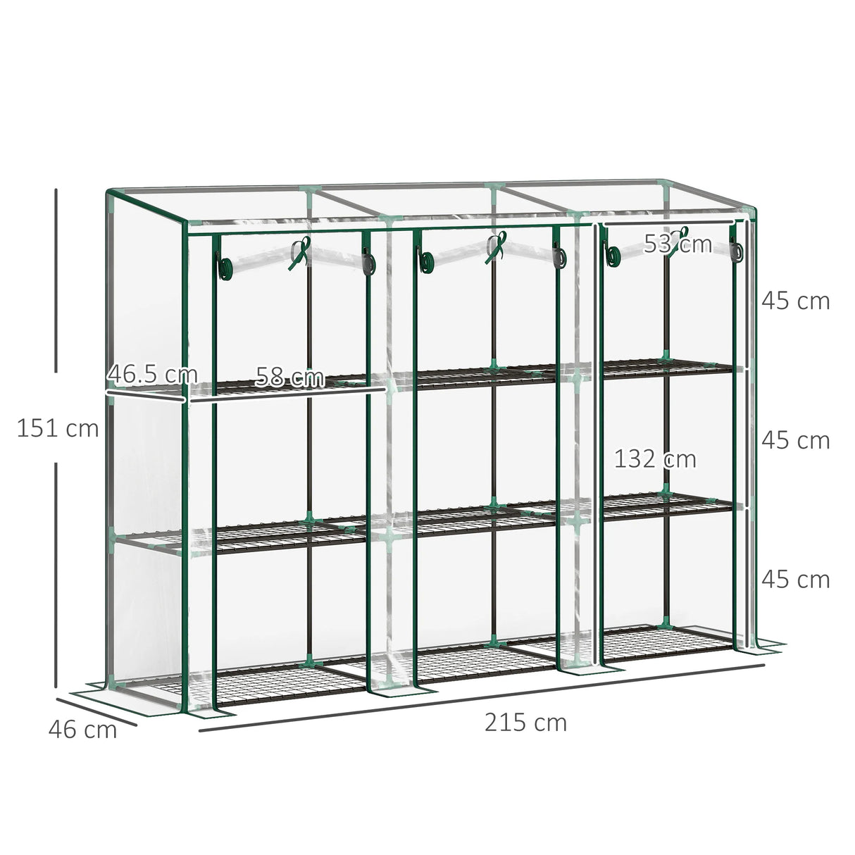 Outsunny 46 x 215cm Nine-Shelf Greenhouse