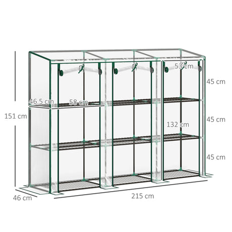 Outsunny 46 x 215cm Nine-Shelf Greenhouse