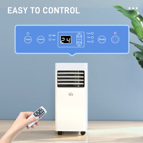 HOMCOM 5000 BTU Air Conditioning Unit, 3-in-1 Portable Air Conditioner, Dehumidifier, Cooling Fan with 2 Speeds, 24H Timer, Remote Control, Digital Display, Window Venting Kit, 12m²