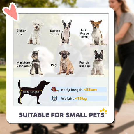 PawHut Pet Stroller, Foldable Dog Cat Stroller with Detachable Carrier, Wheels, Storage Basket, Secure Leash