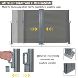 Outsunny 6 x 2m Retractable Sun Side Awning Screen Fence Patio Garden Wall Balcony Screening Panel Outdoor Blind Privacy Divider  Grey