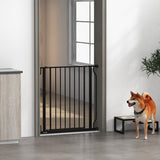 PawHut Extra Wide Dog Safety Gate, with Door Pressure, for Doorways, Hallways, Staircases - Black