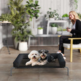 PawHut Elevated Dog Bed with Removable Bolsters, Raised Dog Bed for Medium Breeds, Portable Indoor & Outdoor Pet Cots, Black