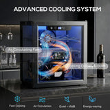HOMCOM 12 Bottle Wine Cooler, 36 Litre Capacity, 4-16C Under Counter Drinks Beer Wine Fridge with Glass Door, LED Light, Black