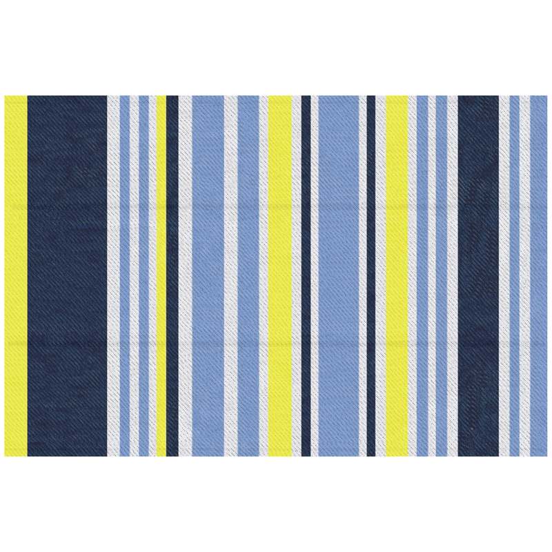 Outsunny Reversible Outdoor Rug, Waterproof Plastic Straw Mat for Backyard, Deck, RV, Picnic, Beach, Camping, 121 x 182 cm, Dark Blue and Yellow