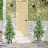 HOMCOM 135cm Artificial Cypress Trees Set of 2, UV Resistant Artificial Plants with Decorative Pot, Fake Plants for Indoor Outdoor Decor, Green