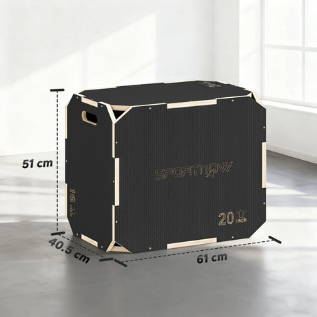 SPORTNOW Non-Slip Plyo Box, Corner-free Wooden Jump Box, 40.5 x 61 x 51 cm