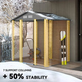 Outsunny 6.5 x 5ft Metal Garden Shed, House Hut Gardening Tool Storage with Ventilations, Sliding Door, Sloped Roof for Garden, Patio, Brown