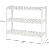 HOMCOM 3-Tier Shoe Rack Wood Frame Slatted Shelves Spacious Open Hygienic Storage Home Hallway Furniture Family Guests 70L x 26W x 57.5H cm - White