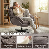 HOMCOM Modern Wingback Accent Chair, Velvet Armchair with Four-Star Base, S-Springs, Swivel, Grey