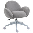 HOMCOM Makeup Vanity Chair, Cute Fluffy Desk Chair with Rolling Wheels for Bedroom Living Room, Grey