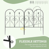 Outsunny Set of Five Decorative Heart Metal Fence Panels - Black