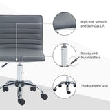 HOMCOM Armless Task Desk Chair, Swivel Office Chair with Faux Leather, Adjustable Seat Height, Chrome Base, Wheels for Home, Dark Grey