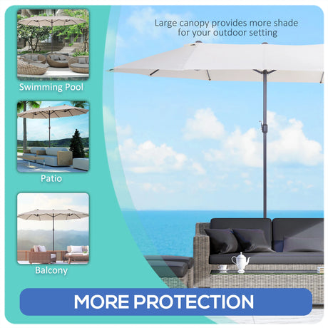 Outsunny 4.6m Double Garden Parasol - Beige