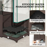 Outsunny Raised Garden Bed with Trellis, Plastic Planter Box with PE Cover, Drainage Holes, Drain Plugs and Water Reservoirs for Climbing Plants, Vegetables, Flowers, 120 x 40 x 140 cm