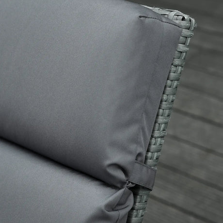 Outsunny Set of 2 Sun Lounger Cushions, Replacement Cushions for Rattan Furniture with Ties, 196 x 55 cm, Cushion ONLY, Dark Grey