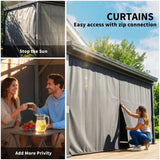 Outsunny 4.3 x 3 m Garden Pergola with Galvanised Steel Roof, Lean to Pergola Gazebo with Netting Curtains, Dark Grey