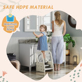 AIYAPLAY Adjustable 3 Step Toddler Tower with Handles, Non-slip Surface and Foot Pads, Grey
