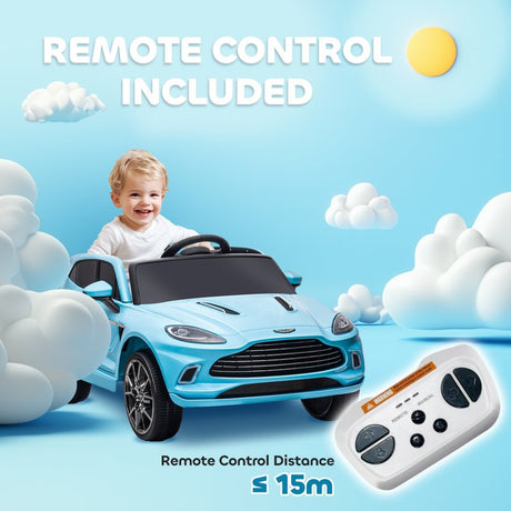 AIYAPLAY Aston Martin DBX Licensed Battery Powered Kids Electric Car, 12V Kids Ride on Car w/ Lights, Music Horn, Blue