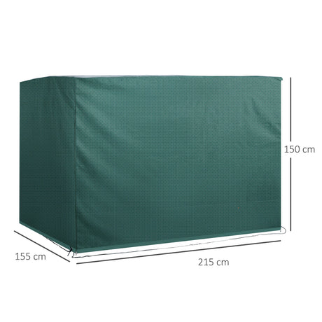 Outsunny Patio 3 Seater Swing Chair Bench Cover Outdoor Garden Furniture Rain Protection Cover Protector Waterproof Anti-UV, 215L x 155W x 150Hcm, Dark Green
