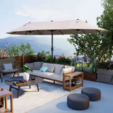 Outsunny 4.6m Double-Sided Patio Parasol Sun Umbrella-Tan