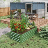 Outsunny Raised Beds for Garden, Galvanised Steel Outdoor Planters with Multi-reinforced Rods, 180 x 90 x 59 cm, Green