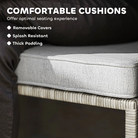 Outsunny 5 Piece Rattan Garden Furniture Set with Storage Table, Footstools, Cushions, Grey