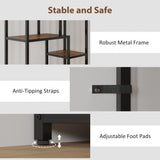HOMCOM Seven-Tier Geometric Bookcase - Brown/Black