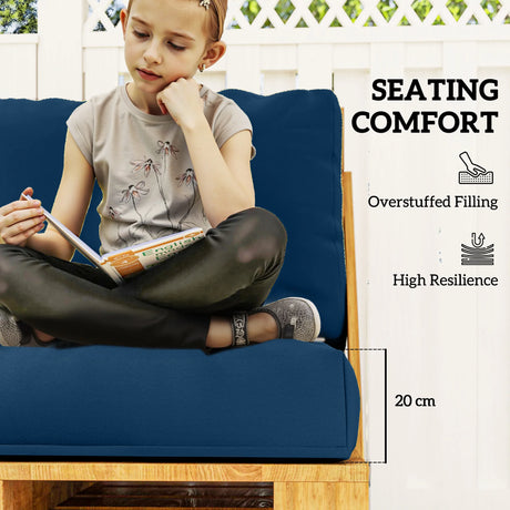Outsunny Two Piece Seat Pallet and Back Cushions - Navy Blue