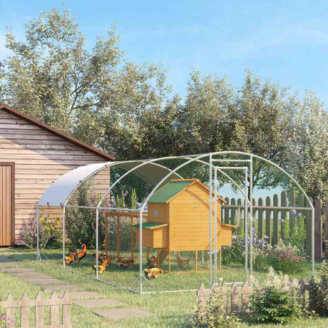 PawHut Galvanised Chicken Coop Hen House w/ Cover 5.7 x 2.8 x 2m