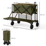 Outsunny Double Decker Folding Festival Trolley on Wheels, 200KG & 350L Capacity Collapsible Wagon Festival Trolley Cart with 134cm Extended for Camping Sports Shopping Garden and Beach, Grey