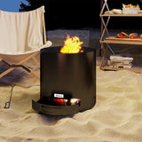Outsunny Metal Wood-burning Fire Pit with Fire Poker - Black