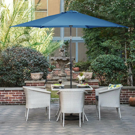 9ft Patio Market Table Umbrella with Push Button Tilt and Crank-Blue