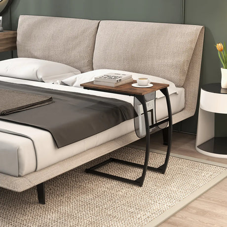 Side table with side pocket Industrial design laptop table C-shaped sofa table Coffee table