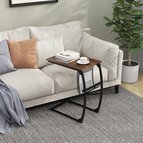 Side table with side pocket Industrial design laptop table C-shaped sofa table Coffee table