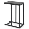 &#39;C&#39; Shaped Side Table for Sofa and Bed Sofa Side Table 64cm Metal Frame TV Tray Table Rustic Oak Black