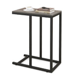 C-Shaped End Table for Couch and Bed with Metal Frame-Grey