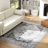 HOMCOM Vintage Area Rug, Non-Slip Washable Rug, Flannel Floor Carpet for Living Room, Bedroom, Dining Room, Home Office, 230 x 160 cm, Grey