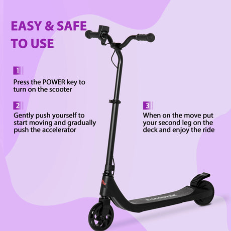 HOMCOM Electric Scooter, 120W Motor E-Scooter, Adjustable Height, Rear Brake for Ages 6+ Years - Black
