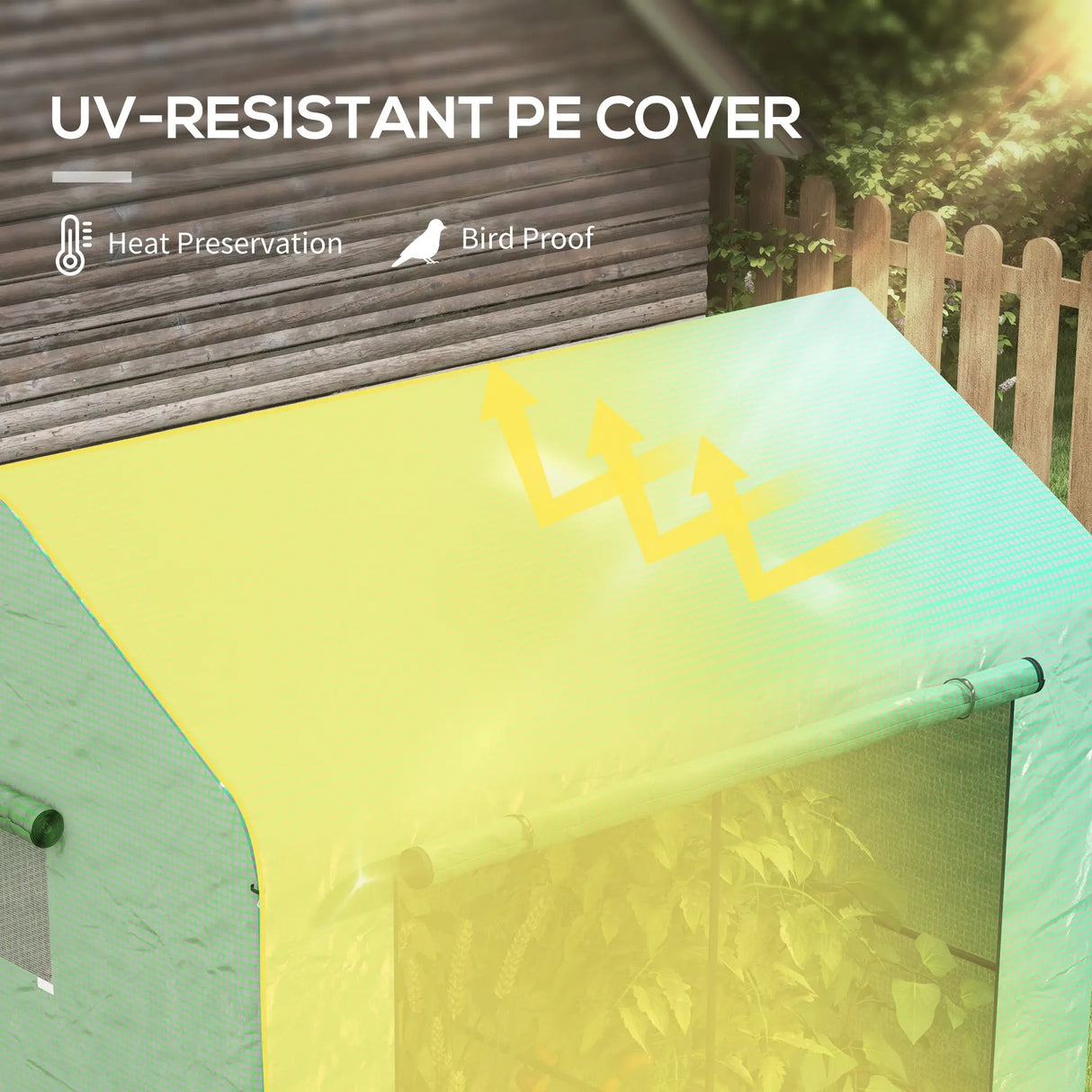 Outsunny Greenhouse, Walk-in Garden Grow House with Roll-up Door and Mesh Windows, 200 x 140 x 200cm, Green