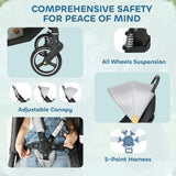 AIYAPLAY Travel Stroller, Lightweight Pushchair, Compact Buggy with Canopy, Basket and Multi-Position Recline, Light Grey