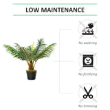 Outsunny 60cm/2FT Artificial Palm Tree Decorative Plant 8 Leaves with Nursery Pot, Fake Tropical Tree for Indoor Outdoor Décor