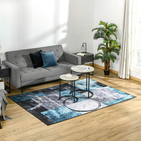 HOMCOM Blue Geometric Rug, Modern Area Rugs Large Carpet for Living Room, Bedroom, Dining Room, 160x230 cm