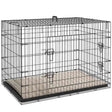 PawHut Dog Crate with 2 Doors with Tray, Soft Cushion, Foldable Metal Dog Cage for Extra and Large Dogs, 105 x 70 x 75, Black