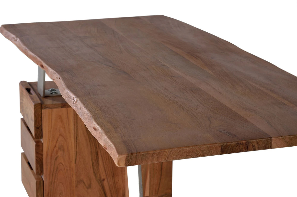 Giner and Colomer - Acacia Wood 3-Drawer Desk With Metal Frame