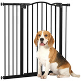 PawHut Pressure Fit Dog Stair Gate No Drilling Safety Gate Auto Close for Doorways, Hallways, 74-94cm Adjustable, 94cm Tall, Black