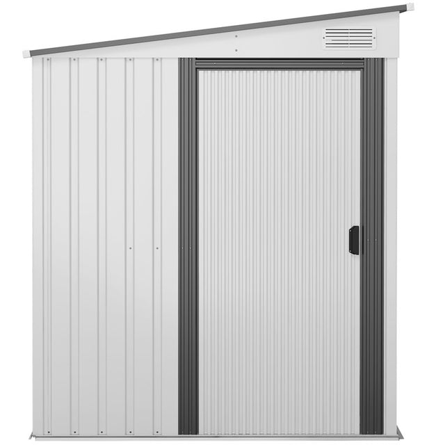 Outsunny 7 x 5ft Galvanised Metal Shed, with Sliding Door - White