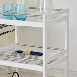HOMCOM 3-Tier Home Trolley Kitchen Storage Cart w/ Steel Bars 4 Universal Wheels Rolling Unit Organiser Living Room White