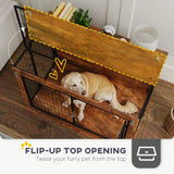 PawHut Dog Crate Furniture with Openable Top, Two Doors, for Large Dogs, Rustic Brown
